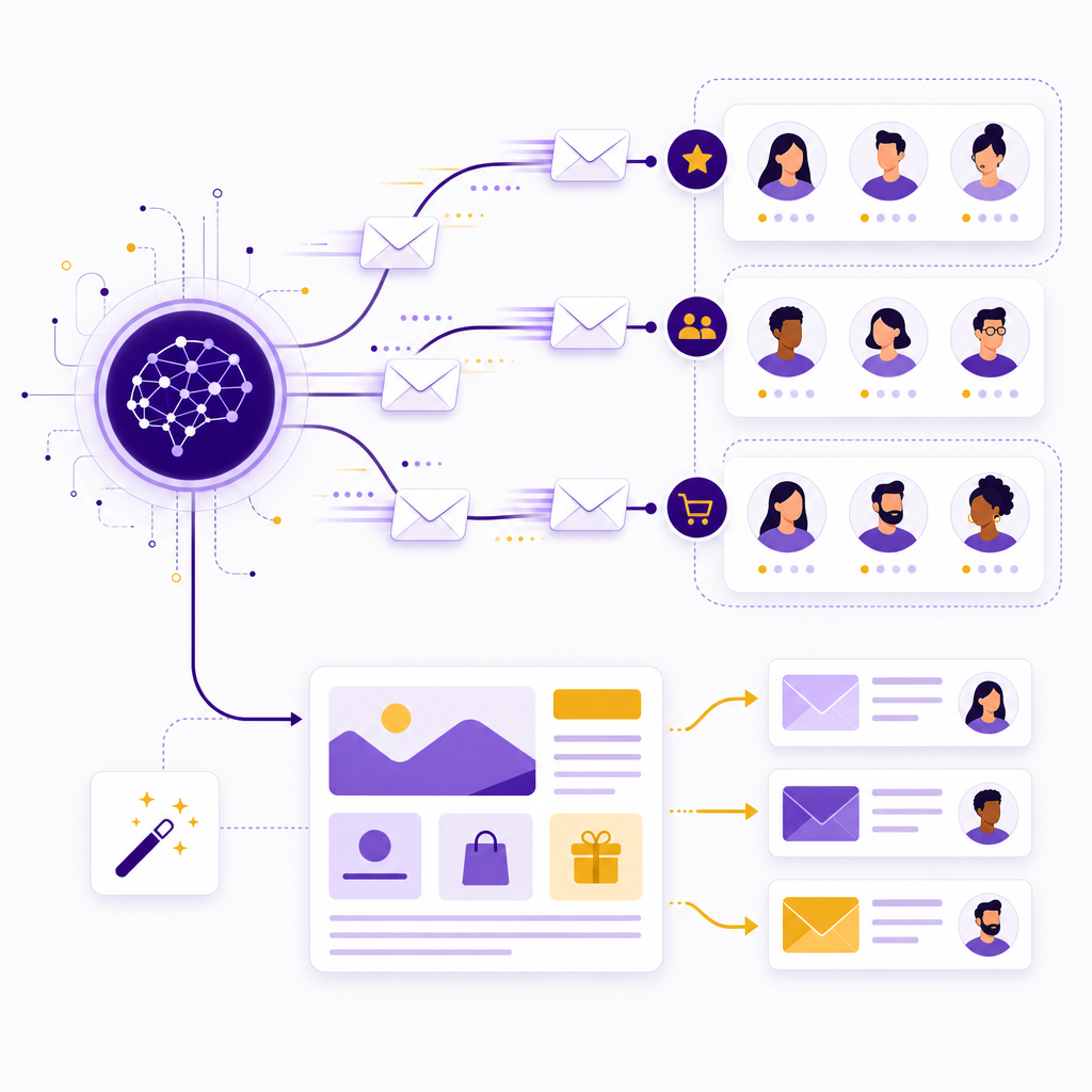 Ilustrace služby AI e-mailing & newslettery