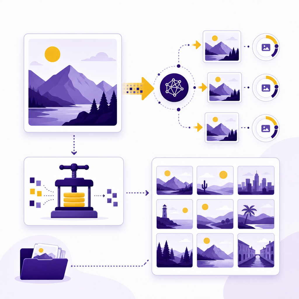 Ilustrace služby AI obrázky & média
