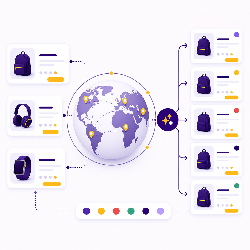 Ilustrace služby AI překlady e-shopu