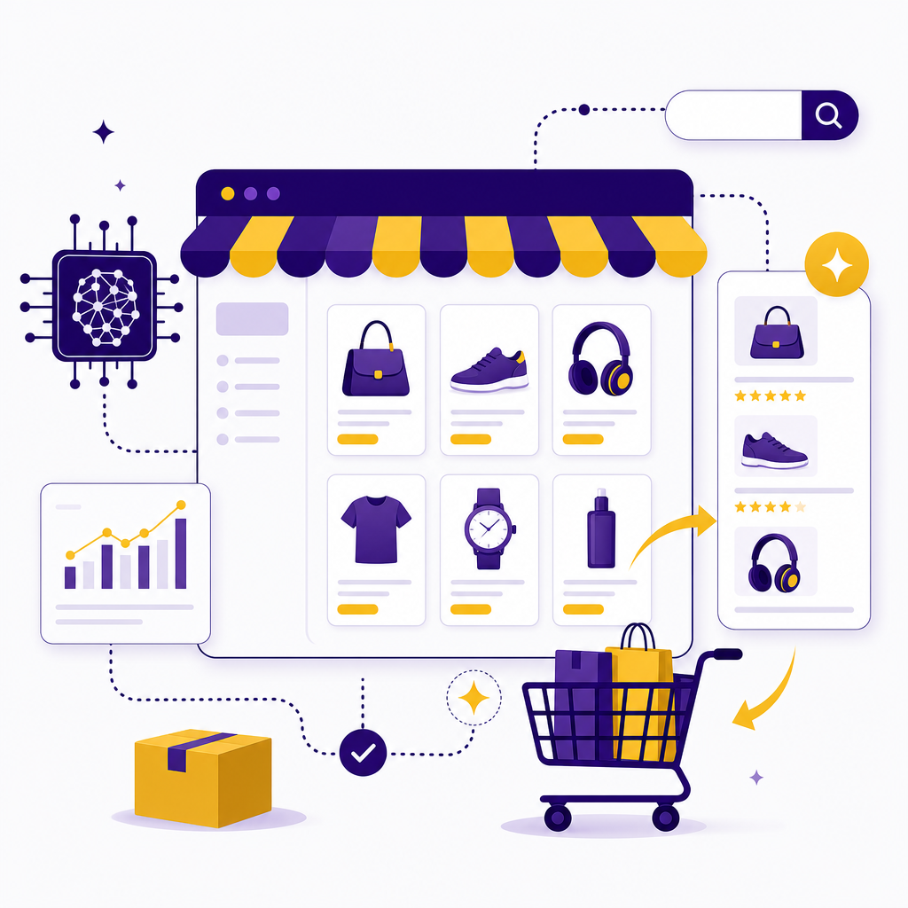 Ilustrace služby AI pro e-shopy